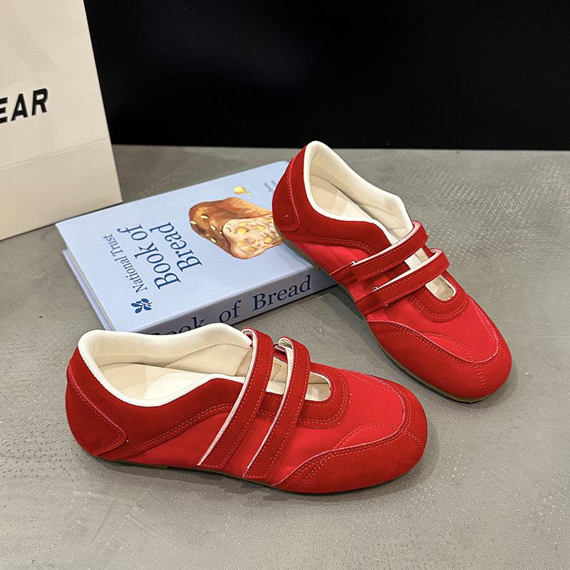 Retro Word with Moral Training Shoes Women's 2025 Spring and Summer New Niche Design Velcro Fashion Versatile Mary Jane Shoes