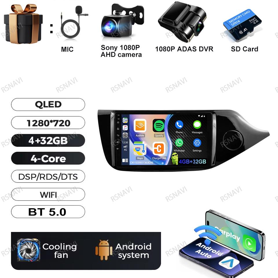 Android 16 Car Radio For Kia CEED 2 JD 2012 - 2018 RHD Video Player Multimedia Carplay Navigation Autoradio RDS Stereo 5G WIFI