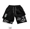 3D Digital Print Double-Layer Fitness Sports Shorts