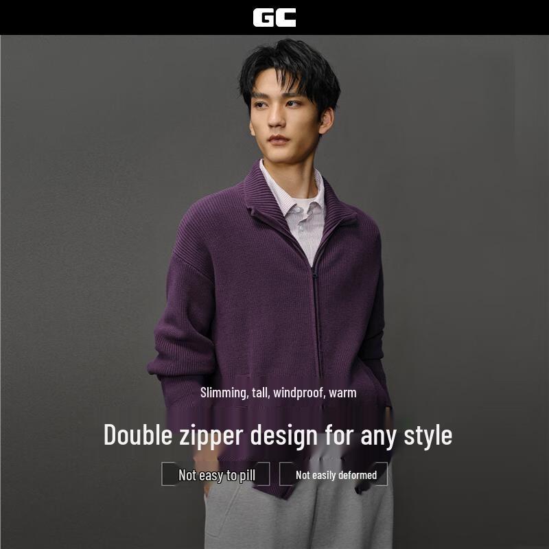 

GIORDANO CONCEPTS Unisex Pure Cotton Half-High Collar Knit Cardigan S