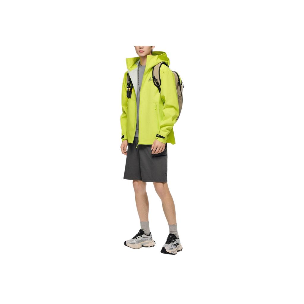 Anta Water Shell LT Windbreaker Series Solid Color Logo Zipper Hooded Sports Windbreaker Unisex Windbreaker Yellow 952417605-2