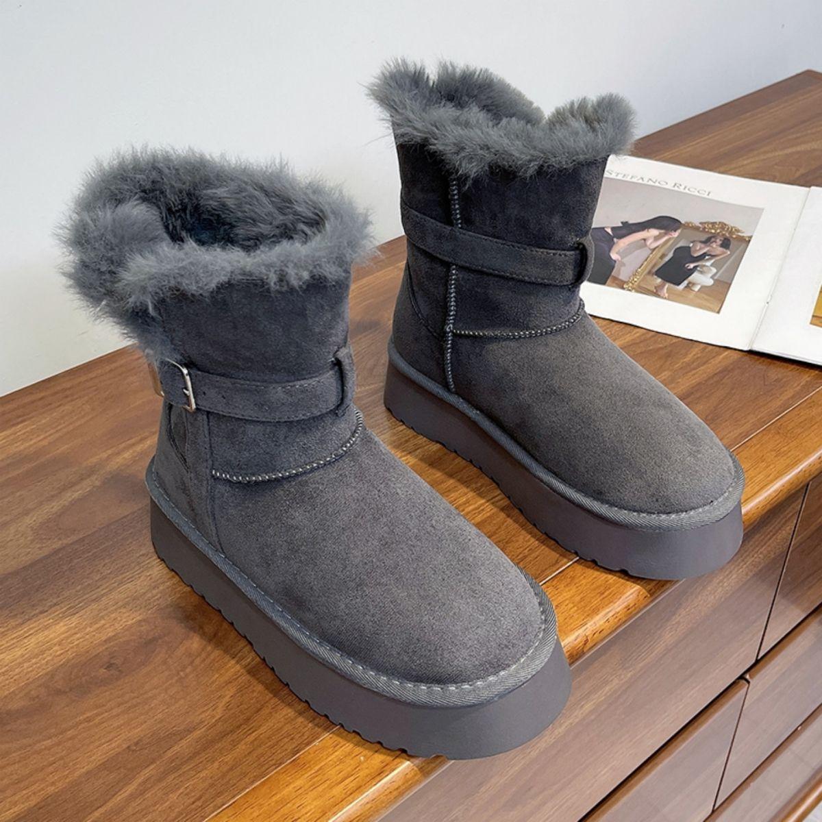 

Женские мягкие эластичные толстые подошвы зимний мех теплые противохолодовые утепленные сноубутсы нескользящие износостойкие повседневные спортивные короткие хлопковые ботинки 40 серый