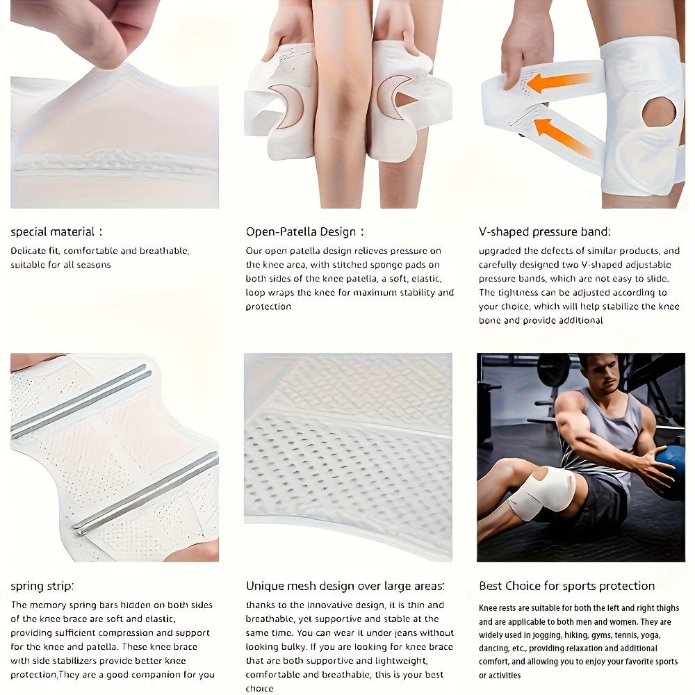 Knee Brace, Compression Knee Support with Air Mesh Fabric, Adjustable Knee Wrap with Side Stabilizers, Ultra-Soft Bandage for Sports, Running