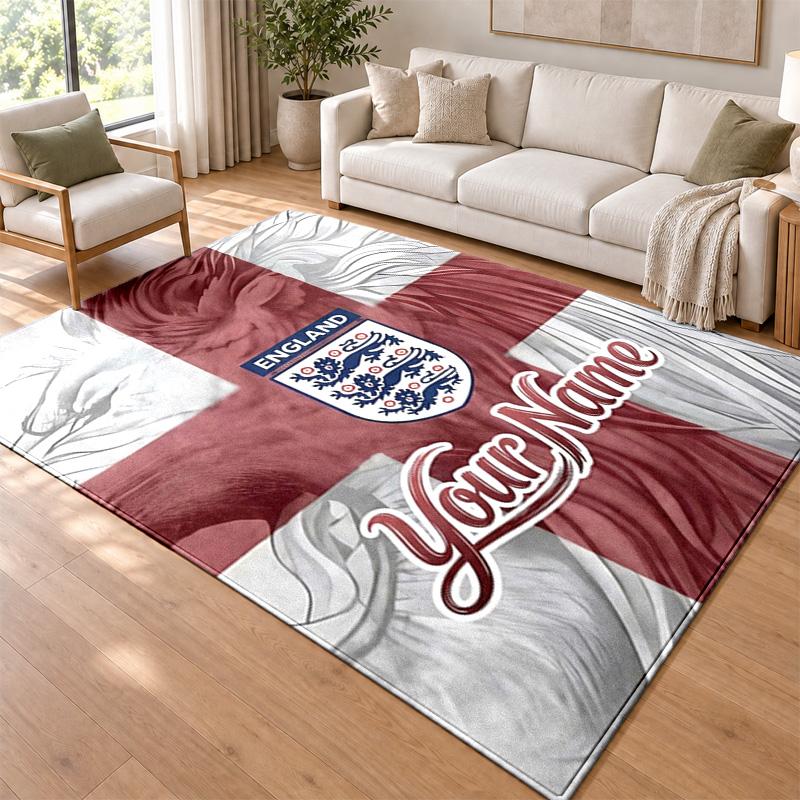 England national football team Custom Name Personalized Rug Non‑Slip Doormat Floor Carpet Housewarming Birthday Gift for Family Friends