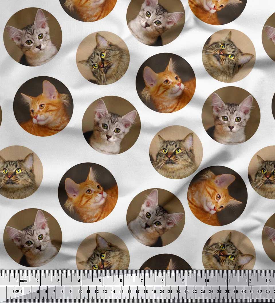 

Тканина Soimoi Japan Crepe Satin Тканина з принтом на морді кота, тканина на метри 42 дюйма 42 Inch Wide - Poly Crepe білий