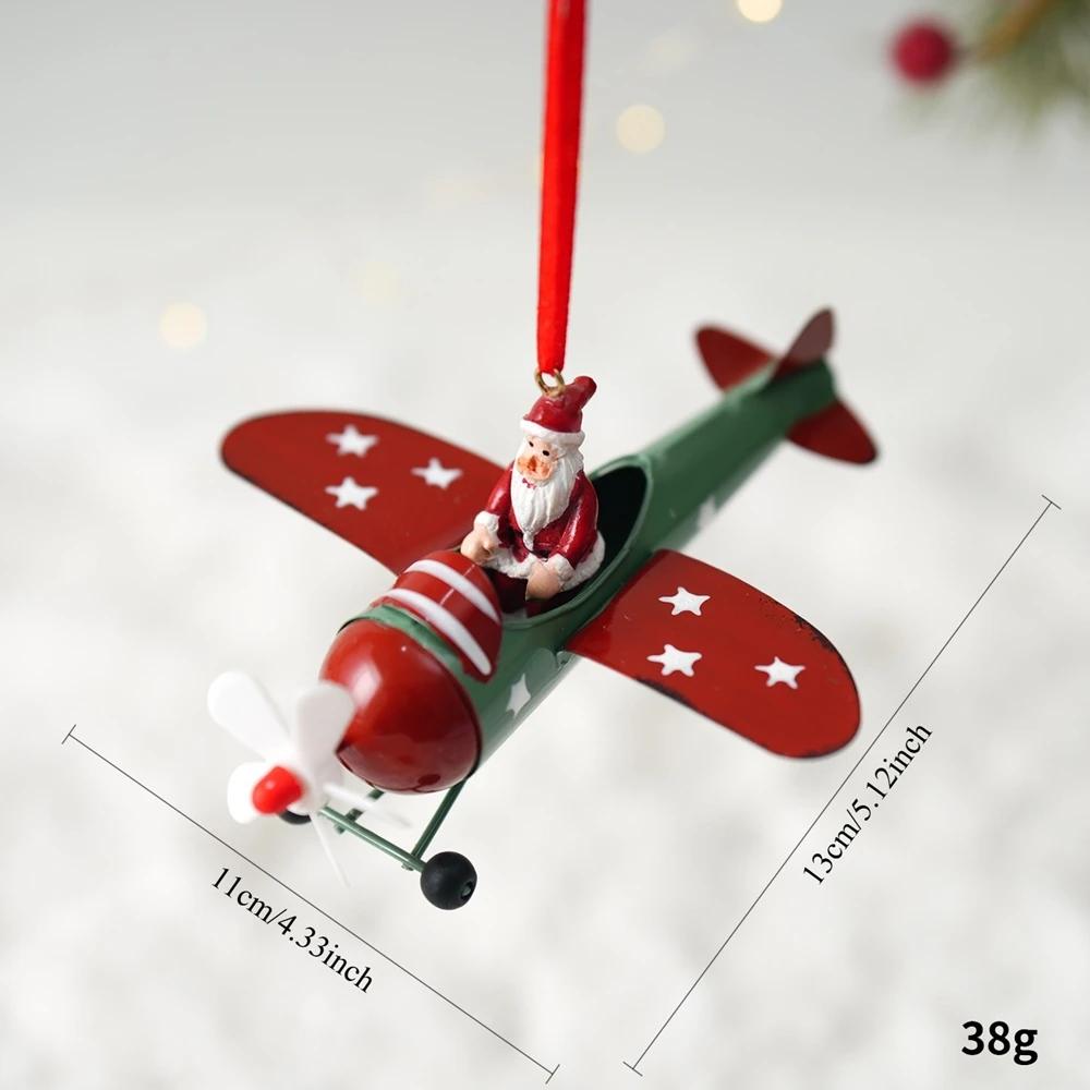 Креативная винтажная железная рождественская подвесная декорация Веселый самолет Санта-Клаус Подвесная праздничная вечеринка Украшение для рождественской елки