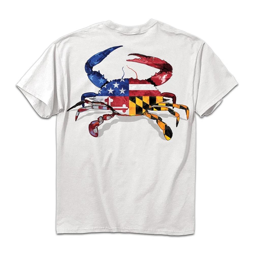 New MARYLAND FLAG AMERICAN FLAG COMBO CRAB T Shirt L