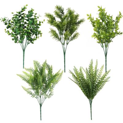 5/7 Gabel Künstliche Pflanzen Simulationsgras Plastikfarne Grüne Blätter Kunstblume Pflanze Hochzeit Heimdekoration Tischdeko