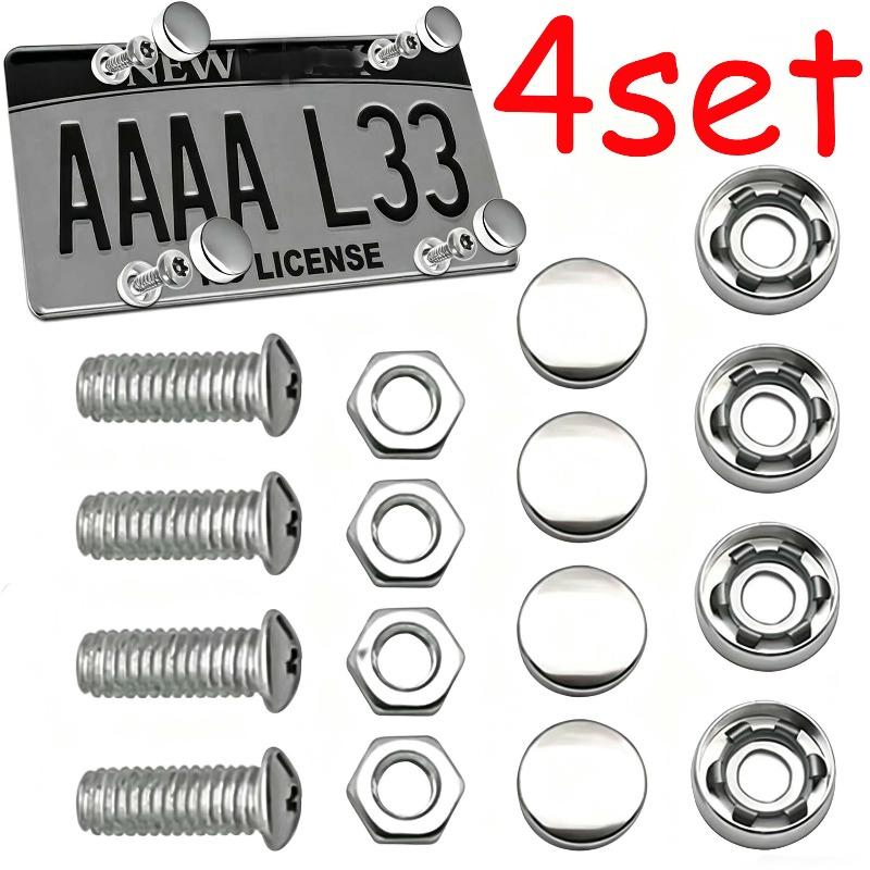 4Pcs/Set Stainless SteelAnti-theft Screws Car License Plate Bolt Frame Screw for Fasten Frame License Plate Cover Security Bolts
