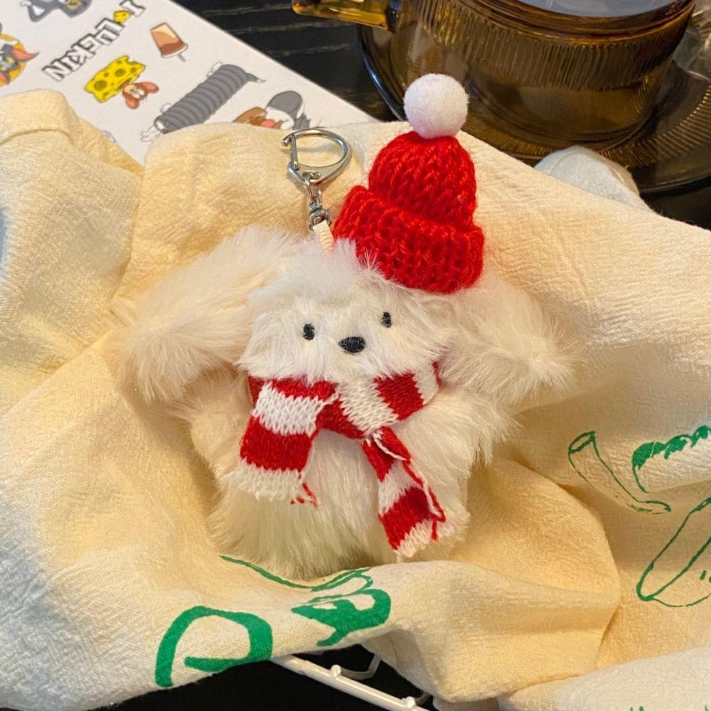 

С вязаной шапкой, брелок в виде плюшевого кролика, плюшевый кролик, мягкая подвеска в виде кролика, сумка с подвесками