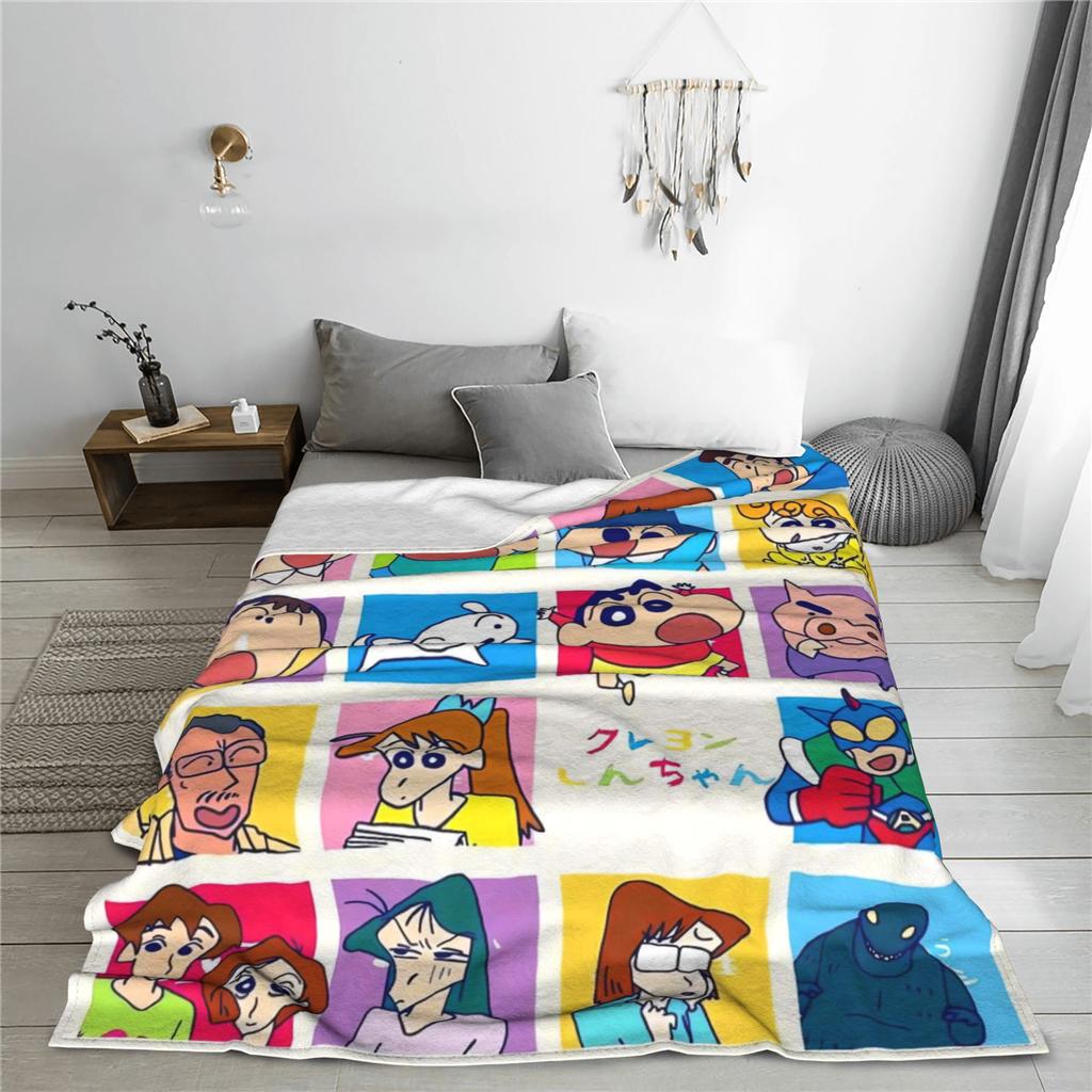 Crayons Shin-chans Cartoon Character Blanket  Super Warm Pattern Plush Throw Blanket For Kid Outdoor Flannel Bedspread Bed Cover