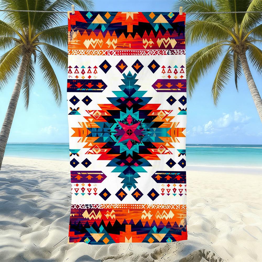 Seaside Microfiber Beach Towel, Water-Absorbing Quick-Drying Double-Sided Velvet Printed Bath Towel