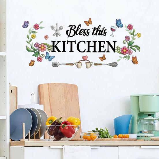Cartoon Kitchen Food Wall Stickers DIY Vegetables Fruits Quotes Wall Decals Peel And Stick Refrigerator Door Stickers for Dining Room