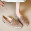 Strass Einzelne Schuhe Damen 2026 Frühling und Herbst Flachboden Französische Ballett Damenschuhe Flache Öffnung Ein Pedal Loafer