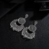 Hollow Out  Crescent for Women Boho Carved Flower Tassel Drop Earrings Small Bells Dangle Earring