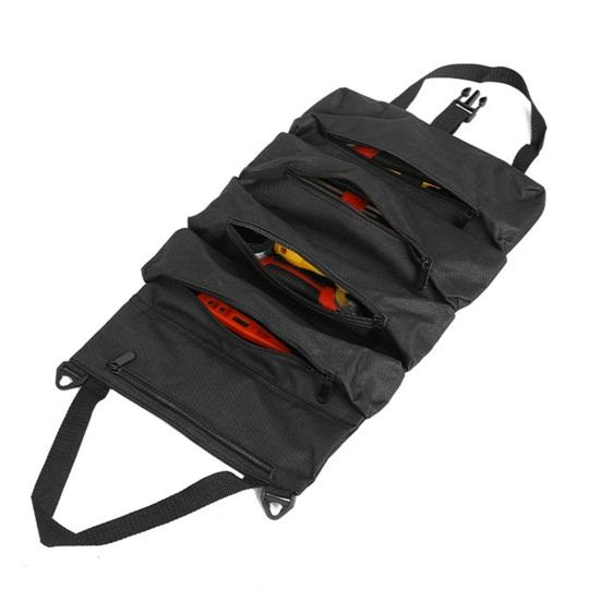Roll-up Tool Storage Bag Heavy Duty Oxford Cloth Waterproof Foldable Portable Electrician Car Hardware Tool Organizer Storage Pouch