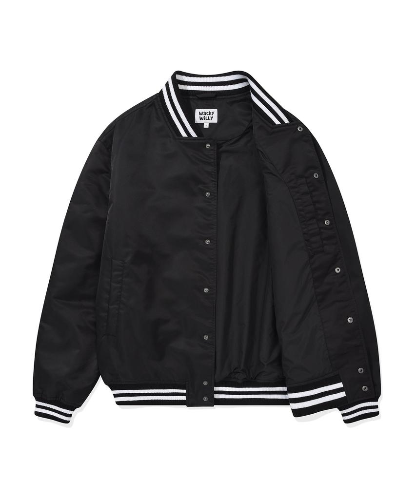 Wacky Willy Nylon Varsity Jacket Black