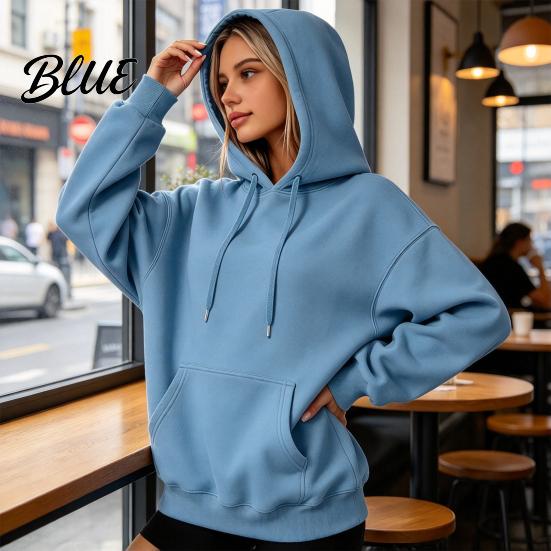 Soft Polyester Pullover Women Oversized Hoodie Cotton Blend Long Sleeve Sweatshirt Adjustable Drawstring Hoodie for Daily Wear And Front Pocket