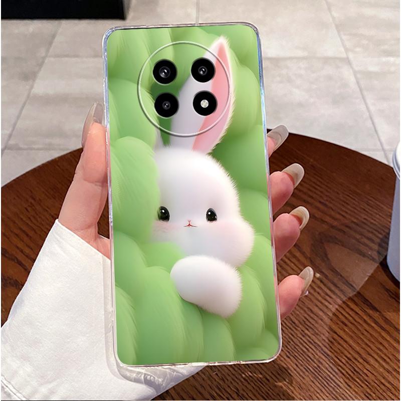 Luxury Cute Love Rabbit Clear Case For Oppo Realme 13 Plus 5g Soft Silicone Transparent Bumper Back Cover Realme13+ 13Plus Funda