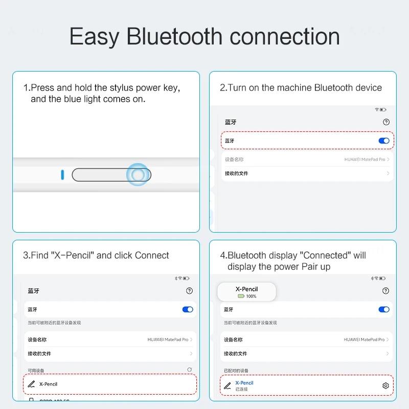 Caneta Stylus para Huawei MatePad Pro 10.8 MRR-W39 W29 2020 2021 Tablet Pen recarregável para MatePad Pro 11 2022 Caneta de toque de pressão