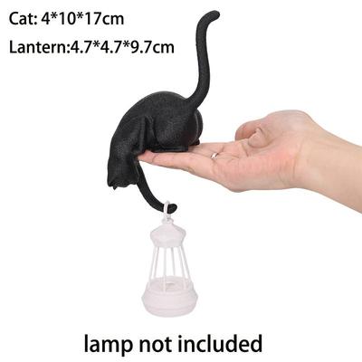 Gancio Scaffale Gatto Con Lanterna Statuetta Statua Ornamento Decorazione per Casa Camera da Letto Scrivania Luce Notturna