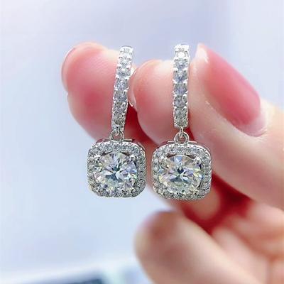 Stříbrné náušnice s moissanitem S925, barva D, diamantové náušnice VVS, pro svatební a zásnubní večírek, šperky