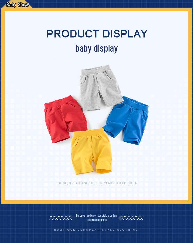 Children's Solid Color Mid-Length Summer Shorts for Boys