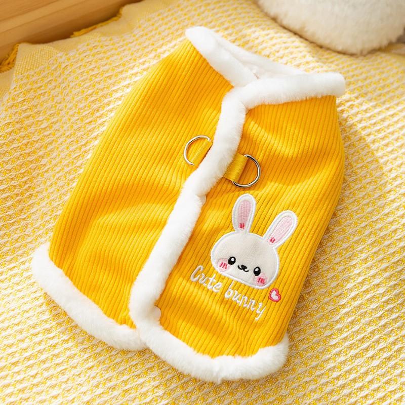 Winter knitted warm double-layer vest autumn and winter thickened vest side open buckle two feet dog pet clothing cat clothes