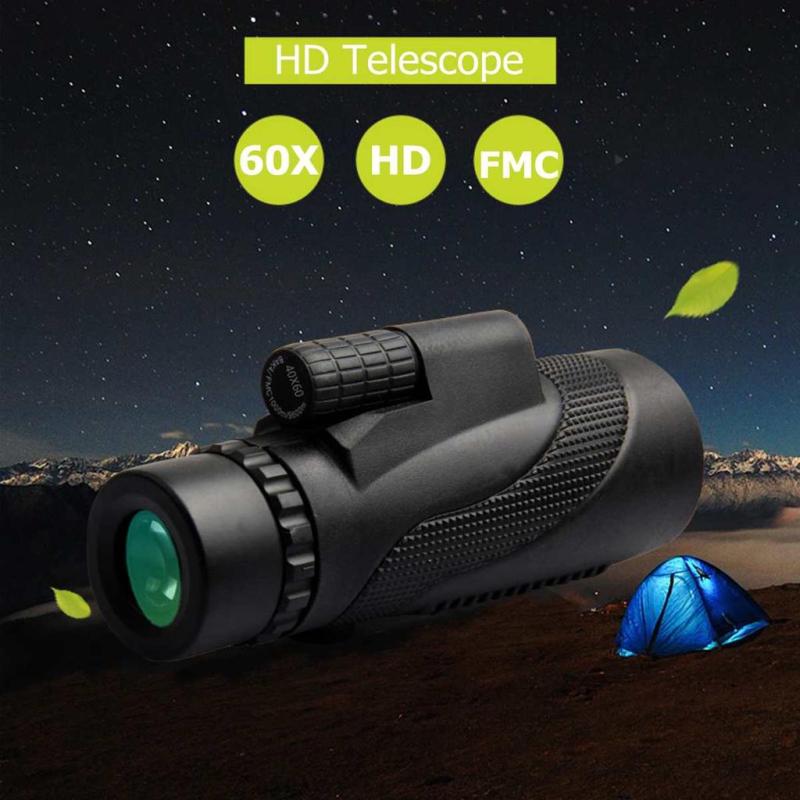 Telescope Monocular 40X60 Zoom Monocular Kikare Clear Weak Night Vision Pocket Telescope med SmartPhone-hållare för camping