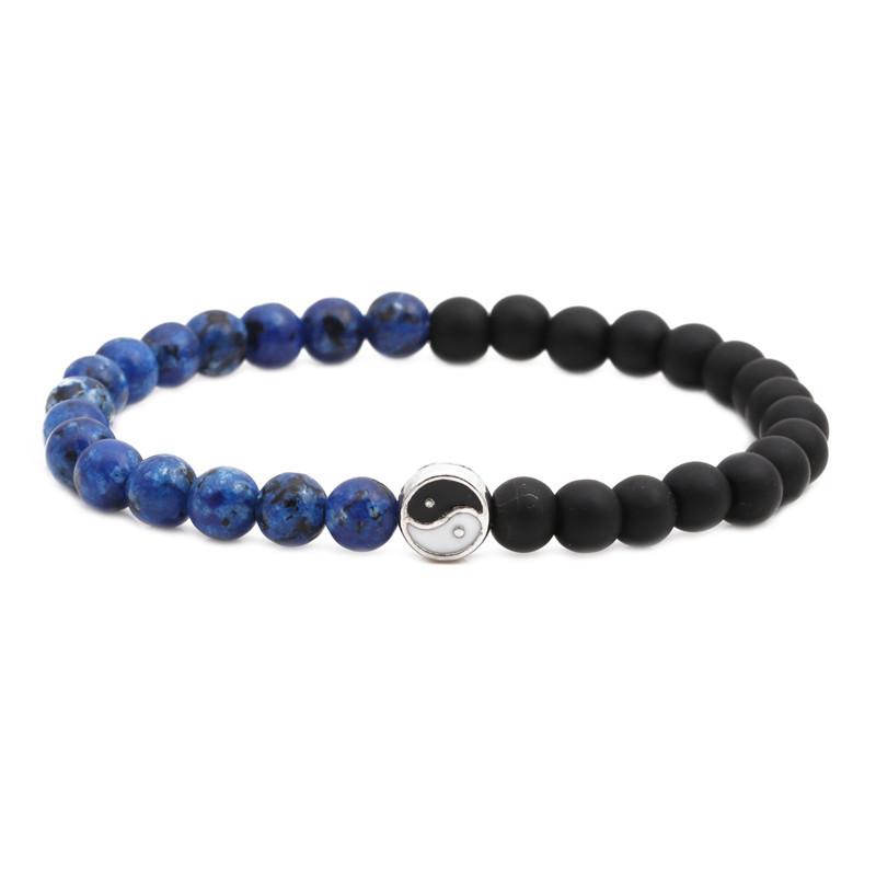 Distance beaded Bracelet Fashion Natural Stone two colors Yin Yang Charm Bracelets for Men Women Friendship couple