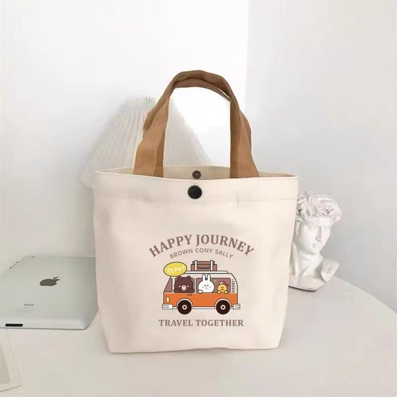 Canvas Bag Small Versatile Handbag Female Student Lunch Box Bag Simple Tote Bag Office Worker Lunch Bag Shopping Bag