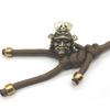 Retro Brass Japanese Samurai Figures General Helmet Handmade Knife Bead Woven Rope Keychain Pendant Accessories Outdoor Tool