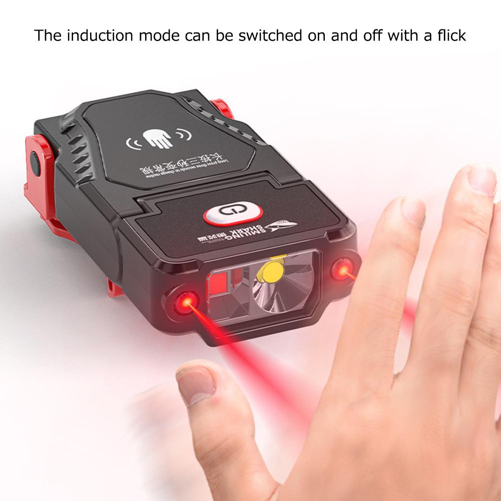 1 Pcs Mini LED Sensor Headlamp Hat Clip Cap Light Fishing Headlight USB Rechargeable Adjustable Angle Camping Headlamp LXY