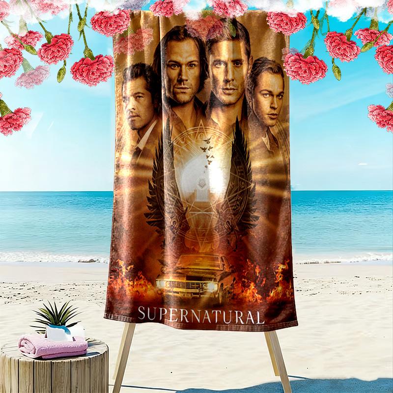 Supernatural Tv Series Poster Print Beach Towel, Large Soft Quick Dry Towel for Beach Camping Swimming