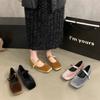 Fashion Flat Shoes for Women's Spring Autumn 2025 Suede Mary Jane Women's Shoes New Retro Solid Color Plus Size 42 43 44  Loafers Women