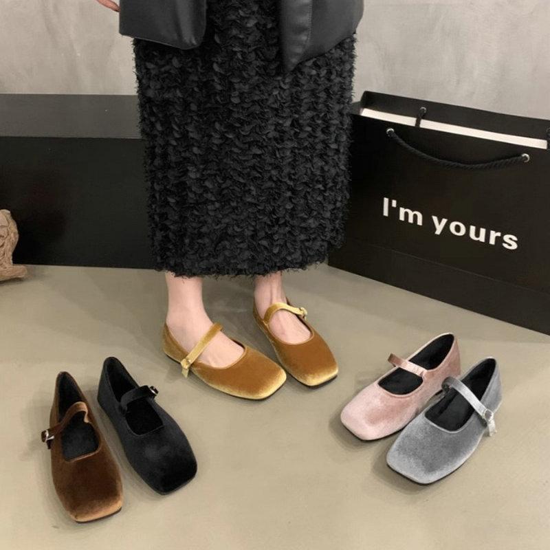 Fashion Flat Shoes for Women's Spring Autumn 2025 Suede Mary Jane Women's Shoes New Retro Solid Color Plus Size 42 43 44 loafers women