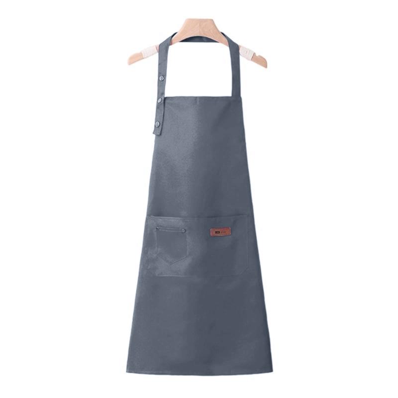 Oil Resistant Kitchen Apron With Triple Adjustable Button Easy Clean Waterproof Polyester