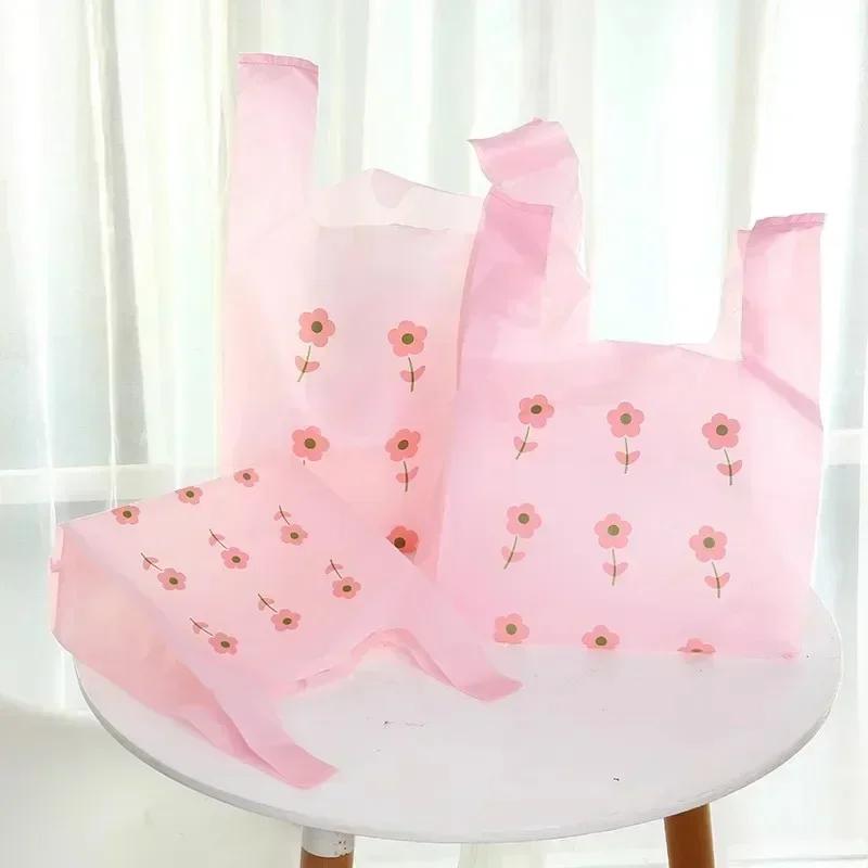 Little Bear Vest Plastic Tote Bags Restaurant Takeaway Dessert Food Packaging Bag Shop Shopping Gift Ornaments Storage Packing