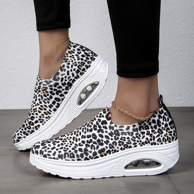 Sneakers for kvinner Leopardtrykt tykksåle Uformelle gåsko Damedemping Sportssko