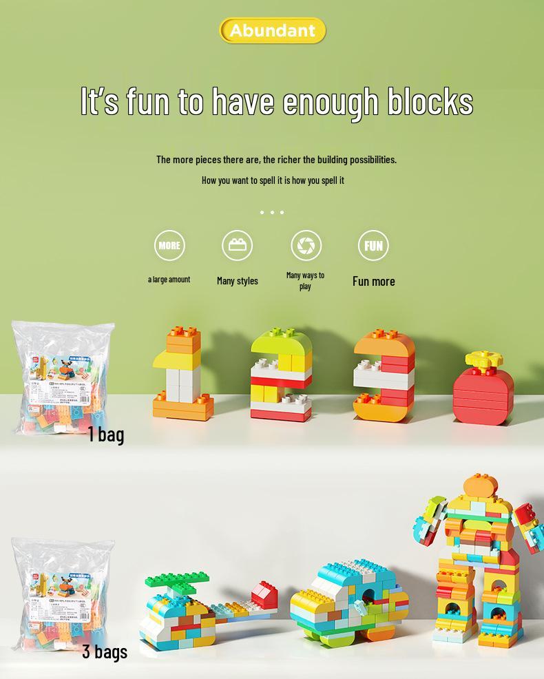 Universal Large Particle Creative Building Blocks for Toddlers Aged 3-6 - Educational Toy & Teaching Aid Gift