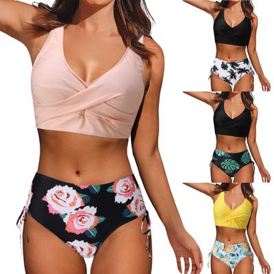 Women's Split Sexy Bikini Fashion High Waist Bra Padded No Steel Bra Swimsuit