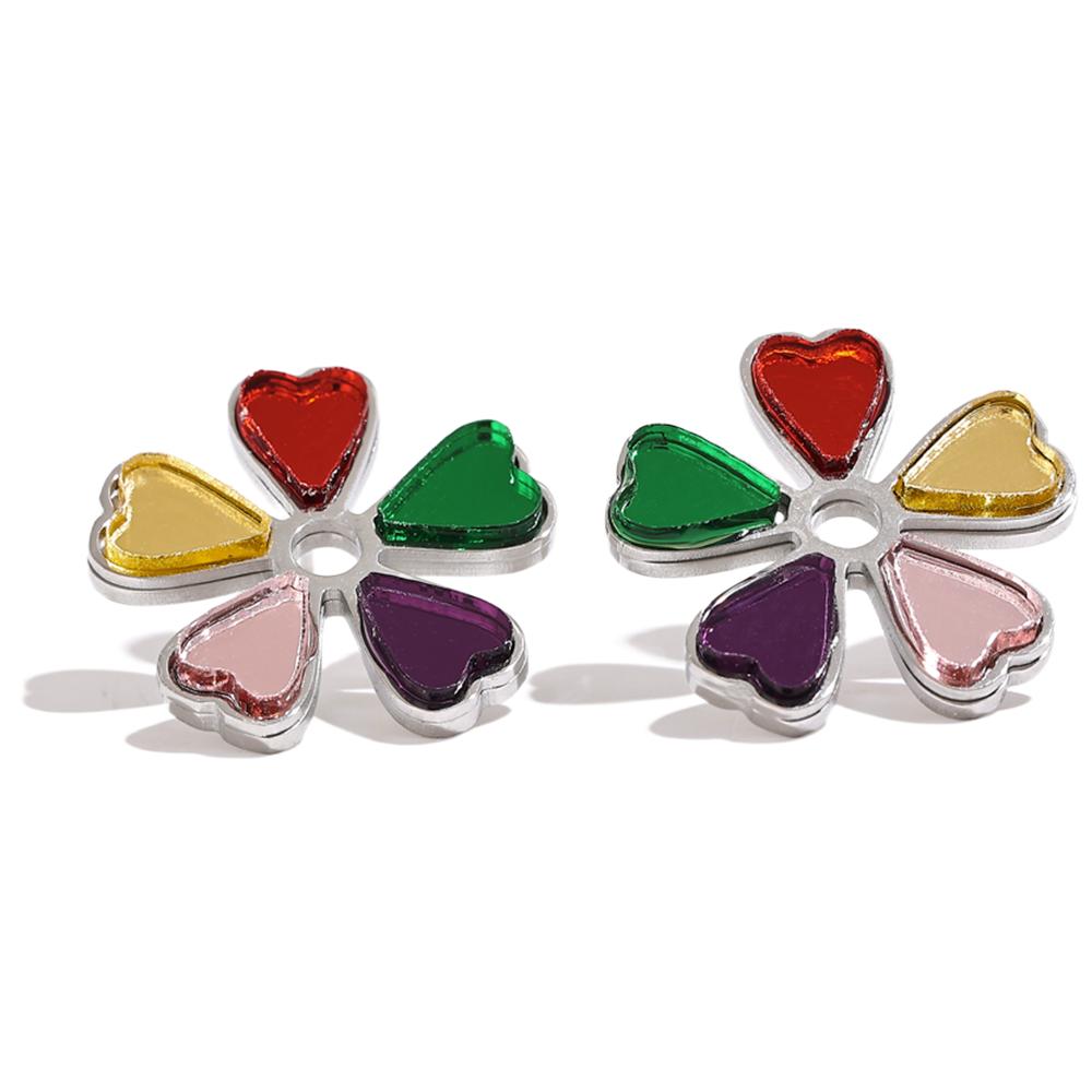 

Yhpup Colorful Acrylic Flower Plant Charm Stud Earrings for Women Stainless Steel Fashion Italy Trendy Jewelry Bijoux Gift