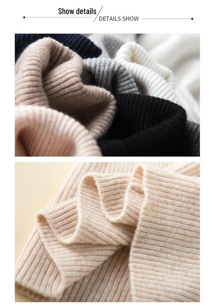 High-Neck Slim-Fit Women's Knit Pullover - Autumn/Winter 2024 Base Layer Sweater