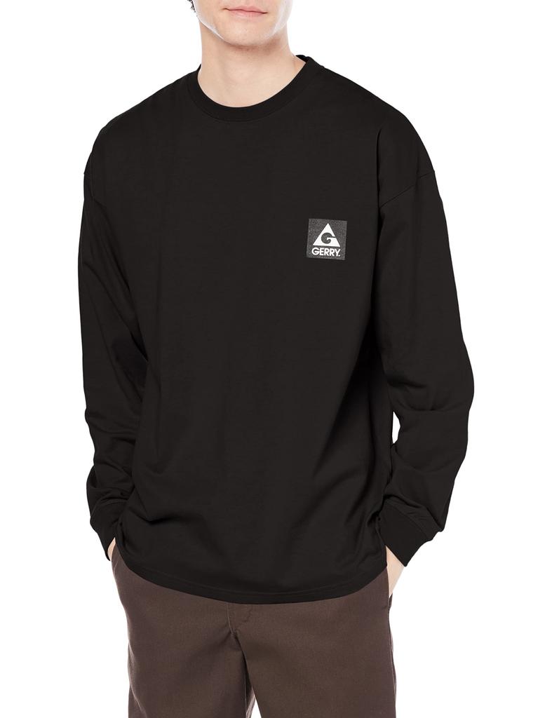 Improbes Casual "GERRY" Custom-Made Long Sleeve Printed T-Shirt, Men's, Black, Size S