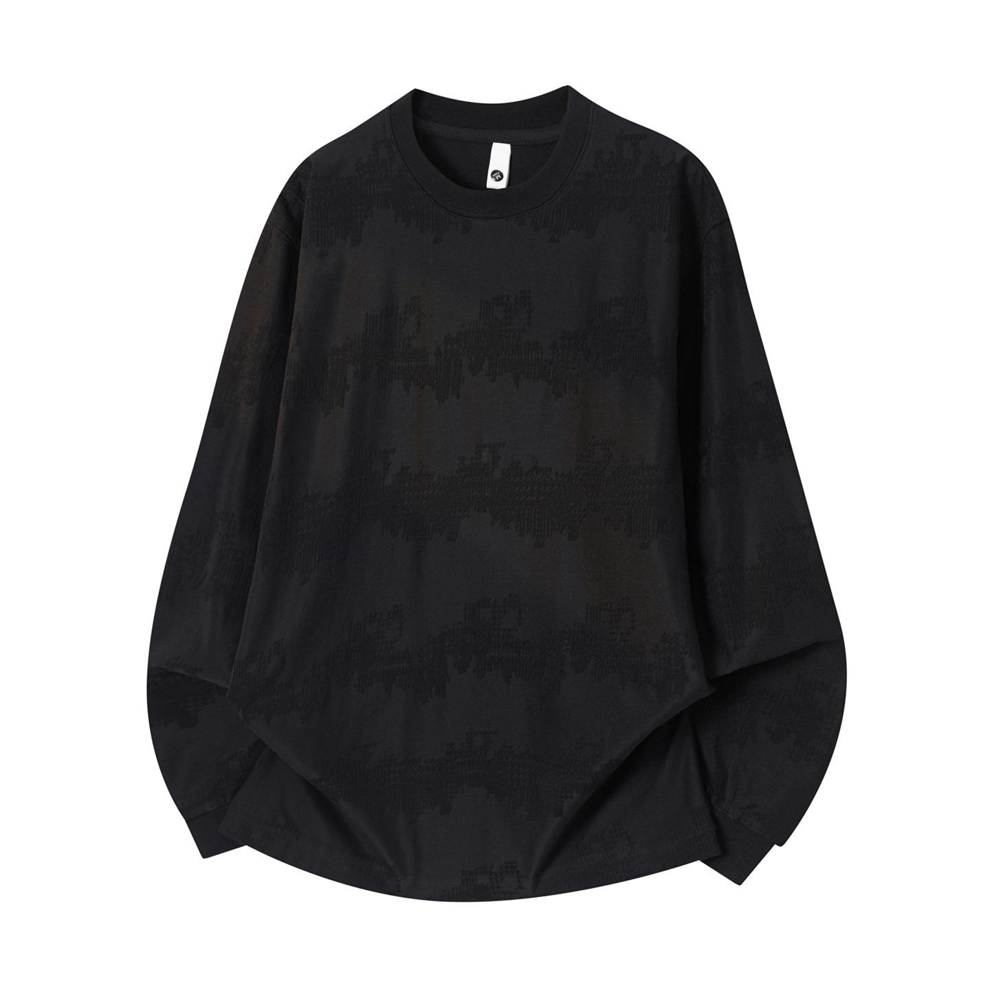 

Men s White Long Sleeve Patterned T-shirt - Versatile, Comfortable, Casual Fit M [110-130 lbs]
