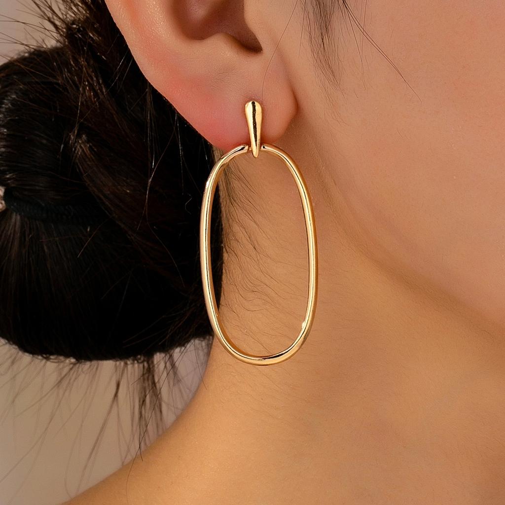 Women's Earrings, Simple Geometric Oval-Shaped Earrings, Suitable for Daily Wear and Vacation Wear