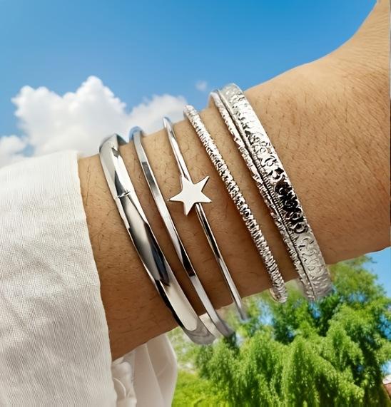 6pcs 10PCS Minimalist Five-Pointed Star Bracelet Set