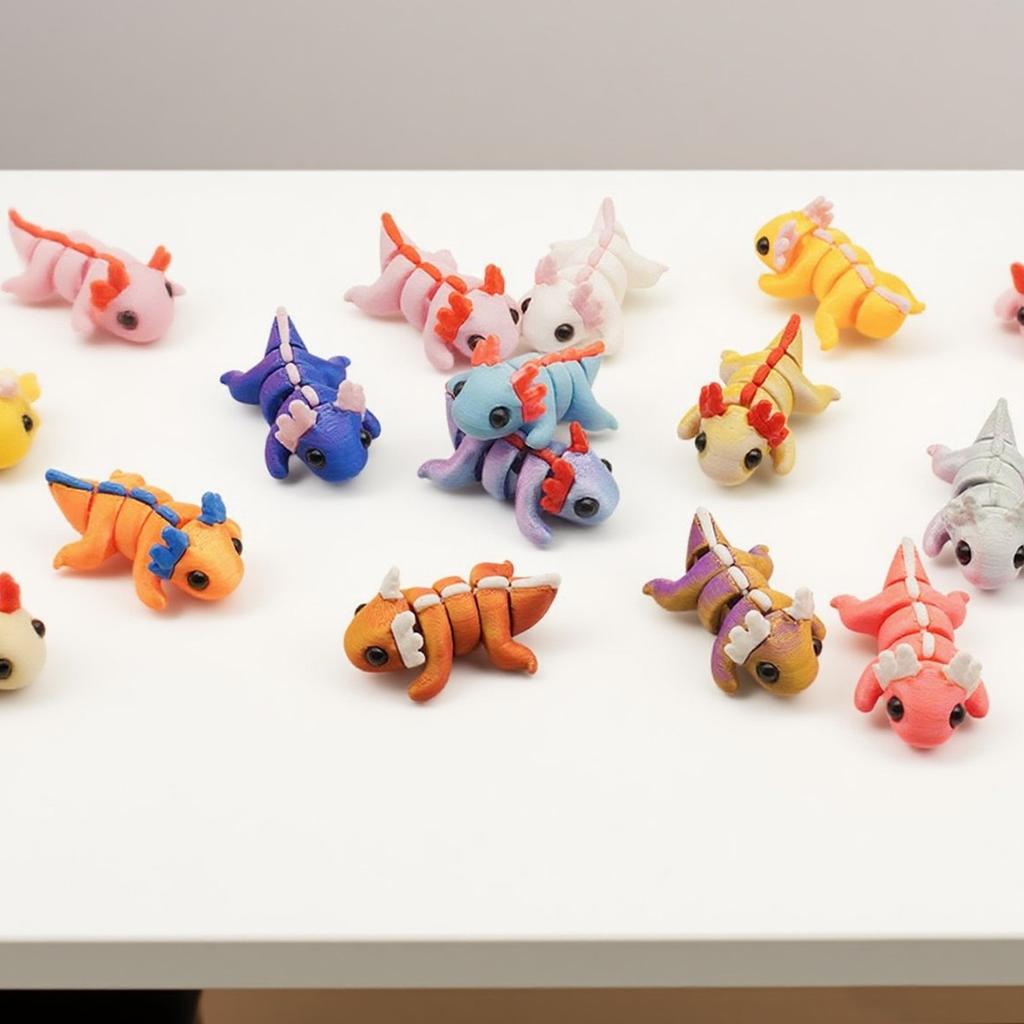 Cute Animal Doll Set, Fun 3D Printed Flower Animal Statue Set