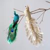 Realistic Peacock Ornament With Golden Glitter Feathers For Christmas Tree Home Garden Decorations