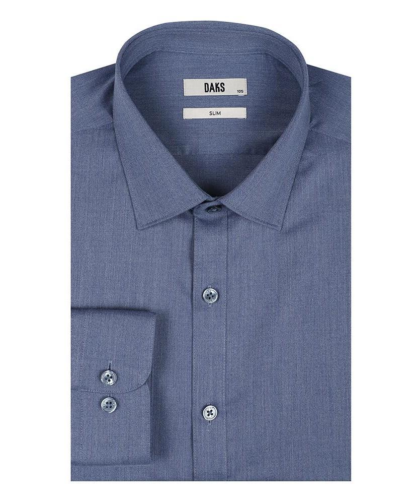 DAKS SHIRTS Easy Care Stretch Solid Shirt Slim Fit Navy_Dmp2Shdl301N1